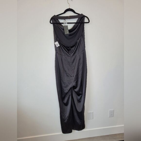 NEW 19 Cooper Black Satin Jumpsuit Halter Neck Cowl Night Out Club Large - Picture 8 of 11